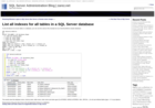 Screenshot of List all indexes for all tables in a SQL Server database | SQL Server Administration Blog | zarez.net